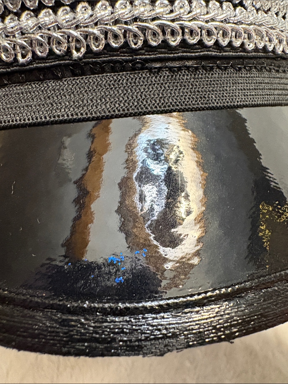 Black Sequin Police Style Cap with Silver Trim Detail - Picture 8 of 10